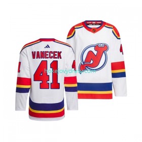 Pánské Hokejový Dres New Jersey Devils VITEK VANECEK 41 Adidas 2022-2023 Reverse Retro Bílý Authentic